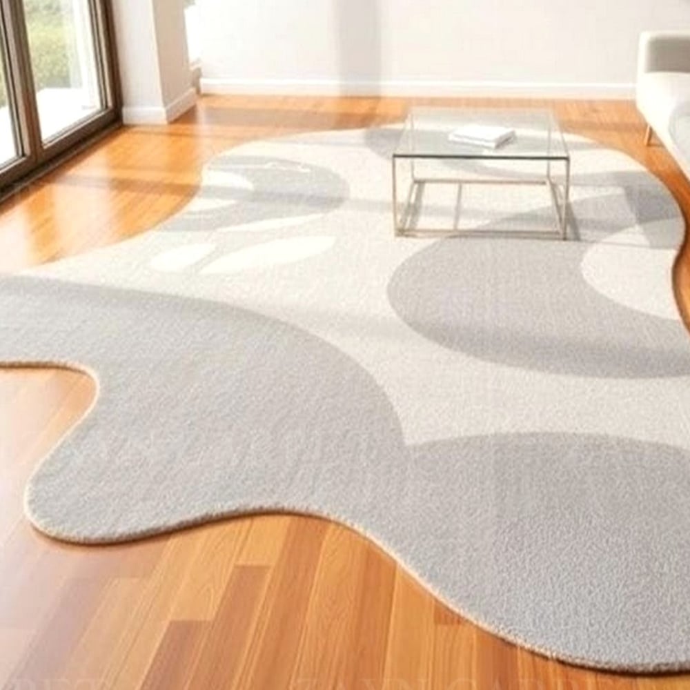 Handcrafted Grey Organic Minimalist Living Room Rug
